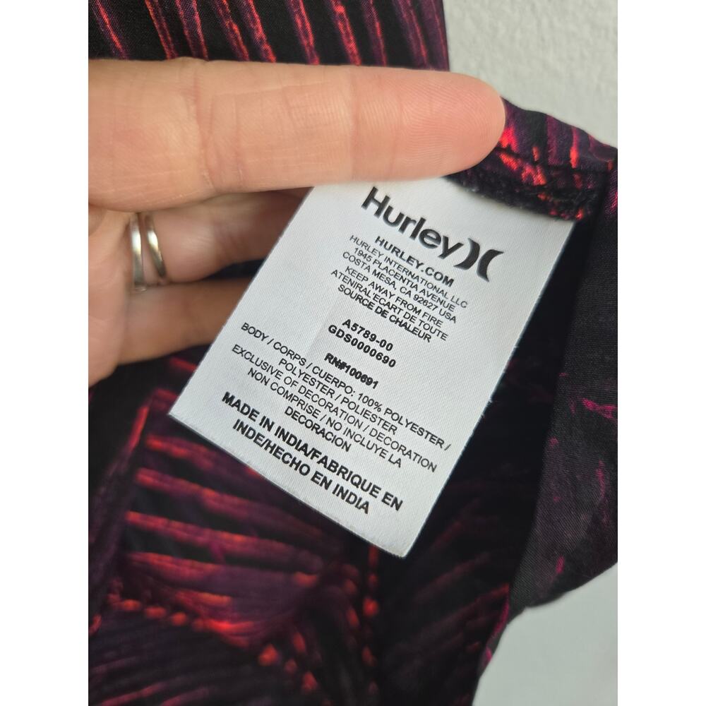 Hurley Tropical Palm Leaf Print Smocked Mini Sundress Casual Skater Size XS - Picture 6 of 8